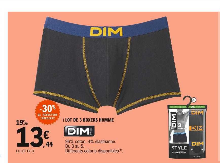 Lot De 3 Boxers Homme Dim -30% De Réduction Immédiate