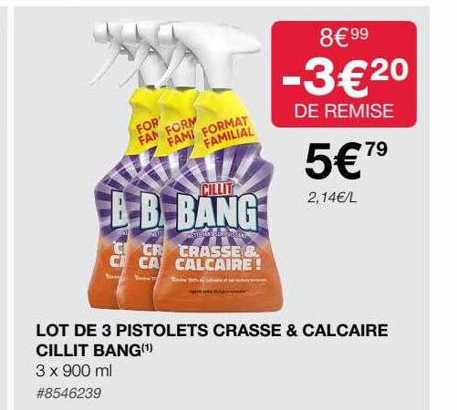 lot de 3 pistolets crasse & calcaire cillit bang