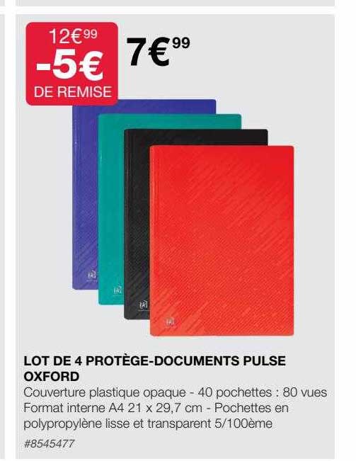 lot de 4 protège-documents pulse oxoford