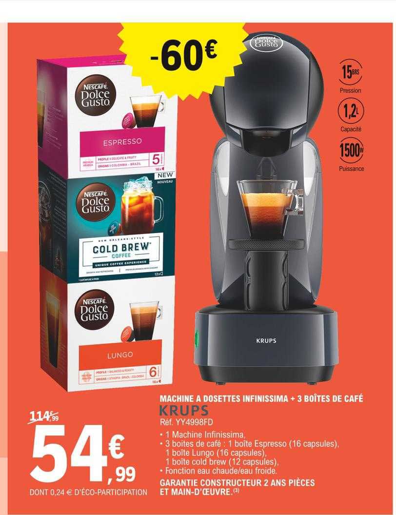 Machine à Dosettes Infinissima + 3 Boîtes De Café Krups
