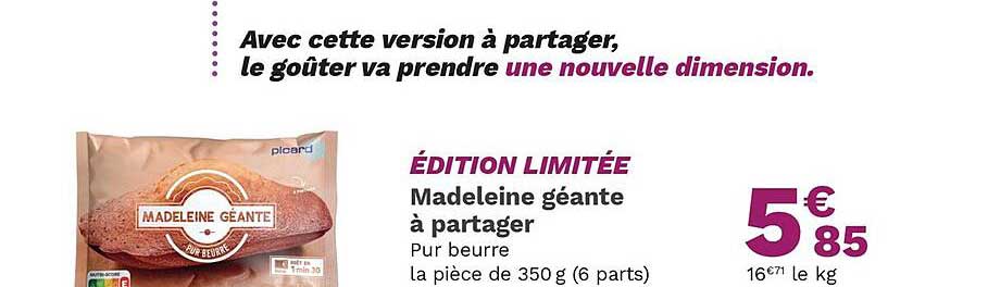 madeleine géante à partager