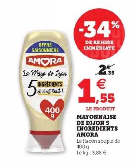 Mayonnaise De Dijon 5 Ingrédients Amora -34% De Remise Immédiate