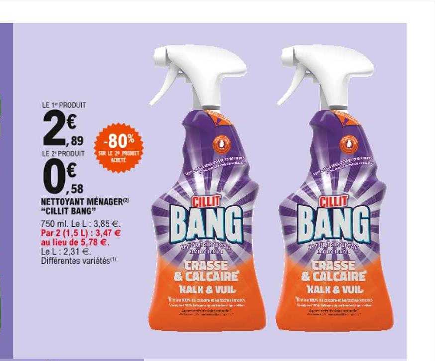 nettoyant ménager "cillit bang" -80% sur le 2e produit acheté