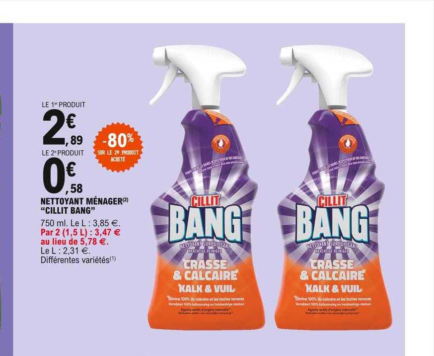 nettoyant ménager "cillit bang" -80% sur le 2e produit acheté