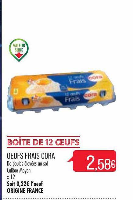 oeufs frais cora de poules élevées au sol calibre moyen