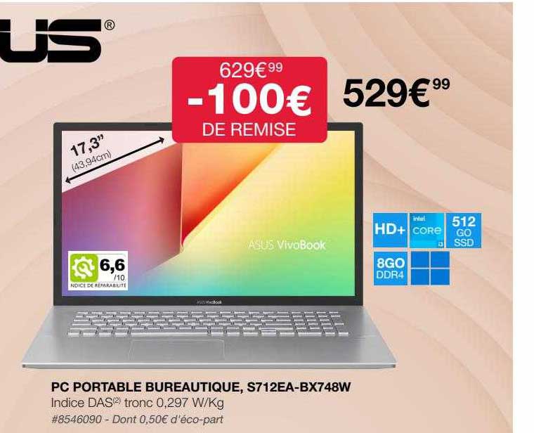 pc portable bureautique s712ea-bx748w