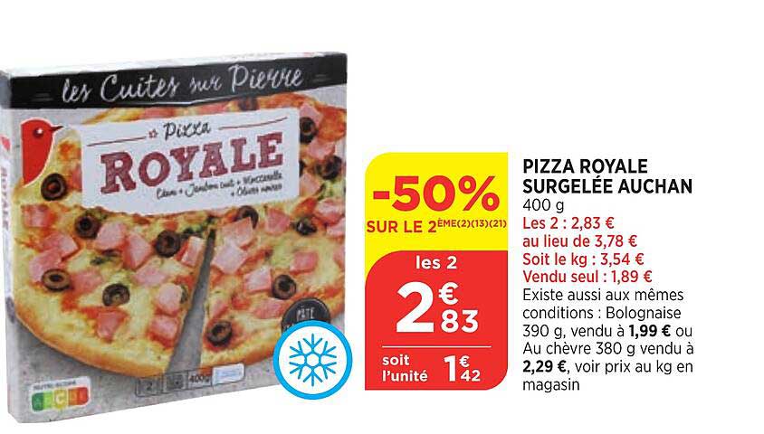 Pizza Royale Surgelée Auchan -50% Sur Le 2ème