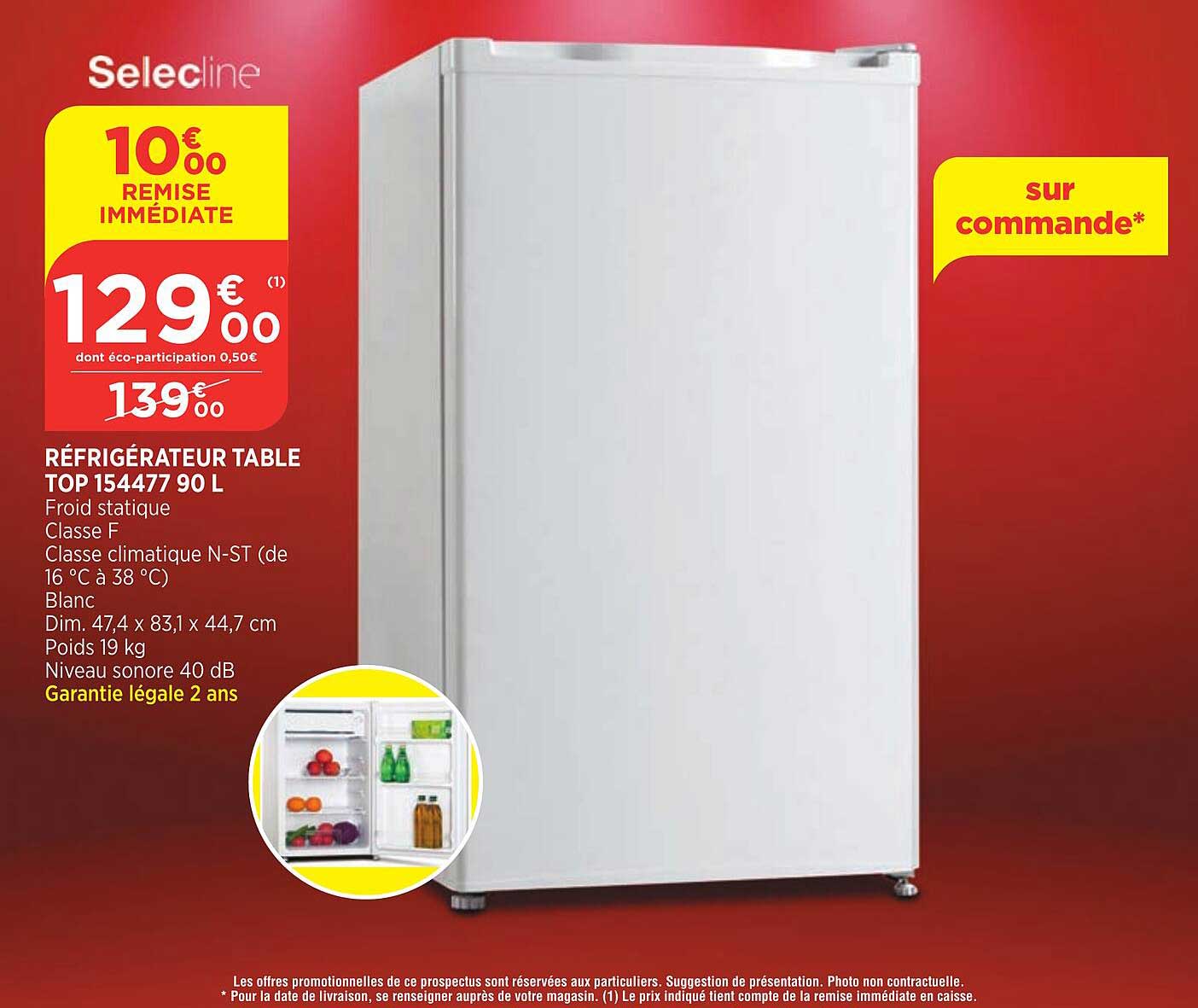 réfrigerateur table top 1544 90l