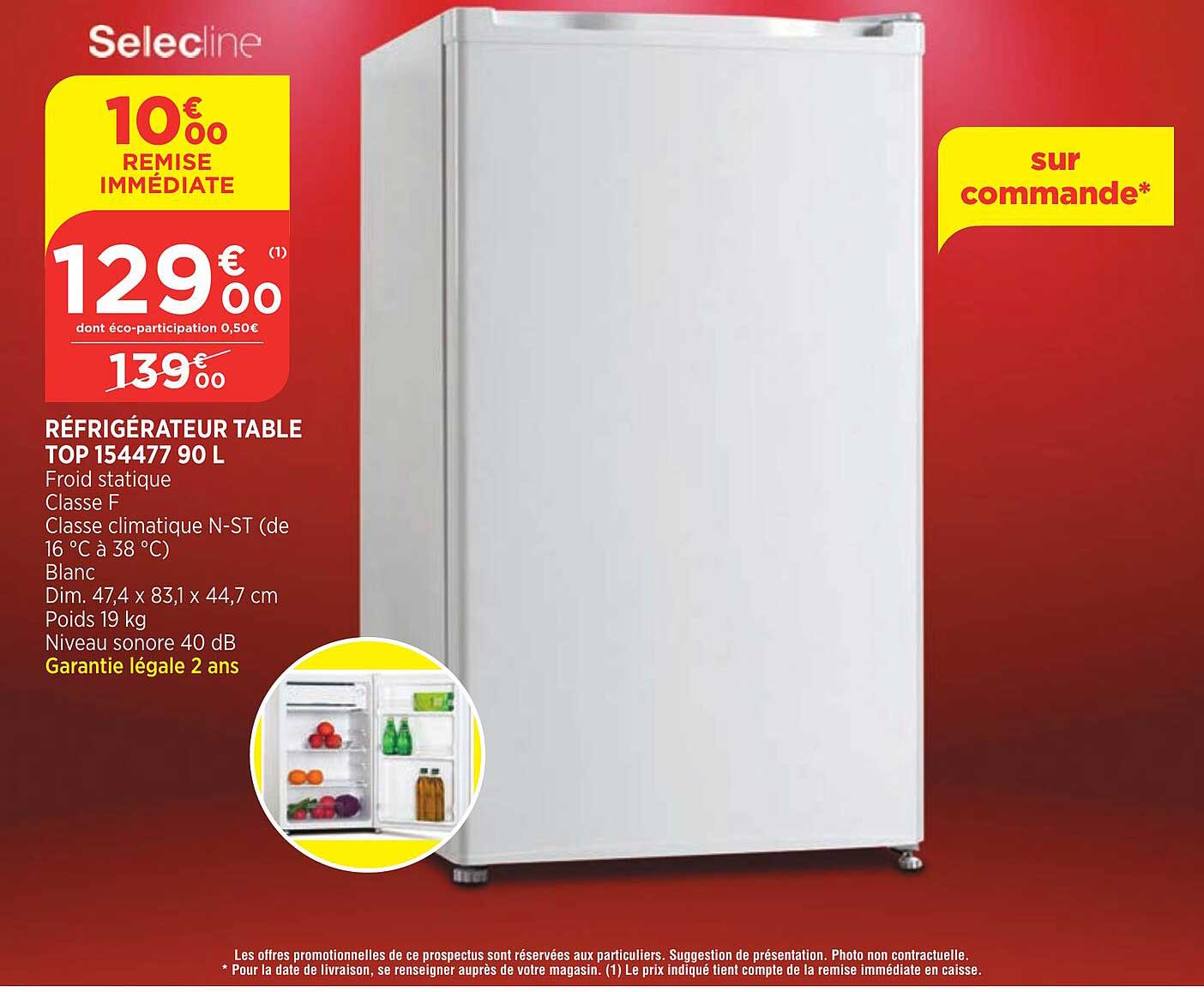 réfrigérateur table top 154477 90l