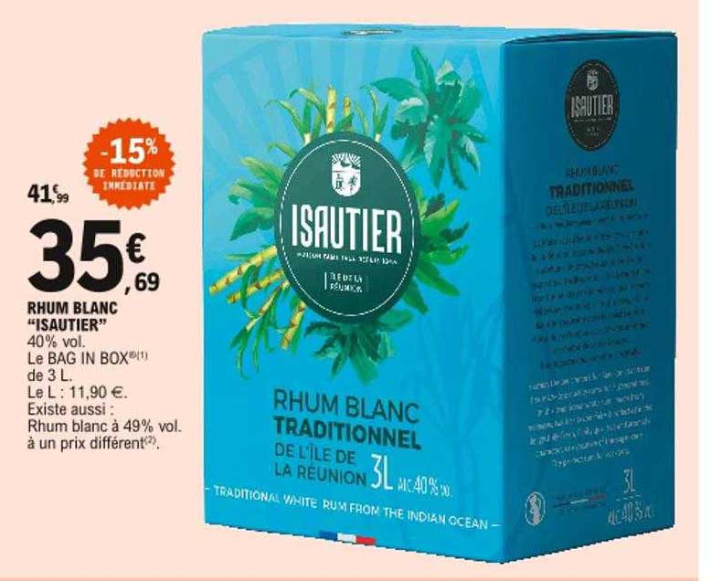 Rhum Blanc "isautier" -15% De Réduction Immédiate