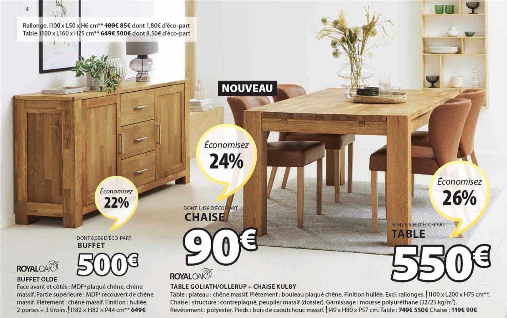 royaloak buffet olde table goliath ollerup + chaise kulby