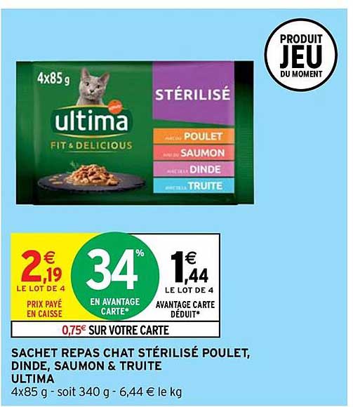 sache repas chat stérilisé poulet dinde saumon & truite ultima