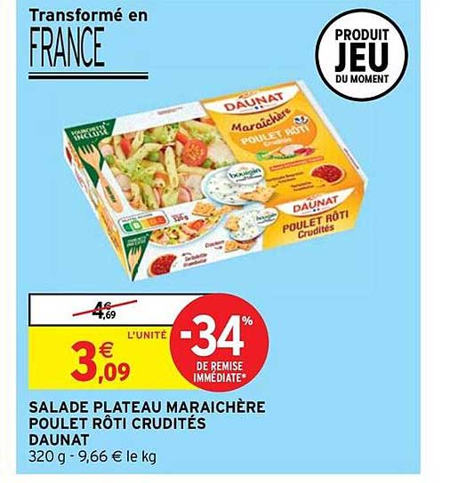 Salade Plateau Maraichère Poulet Rôti Crudités Daunat