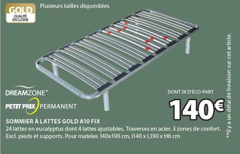 Sommier à Lattes Gold A10 Fix