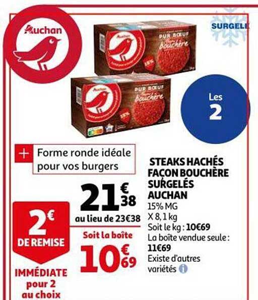 steaks hachés façon bouchère surgelés auchan