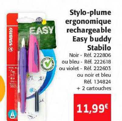 stylo plumé ergonomique rechargeable easy buddy stabilo