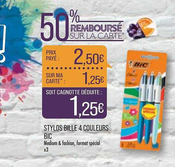 Stylos Bille 4 Couleurs Bic