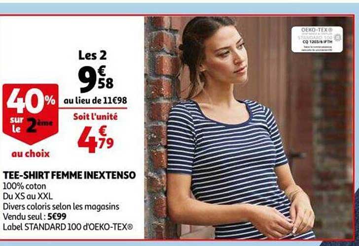 Tee-shirt Femme Inextenso 40% Sur Le 2ème Aux Choix