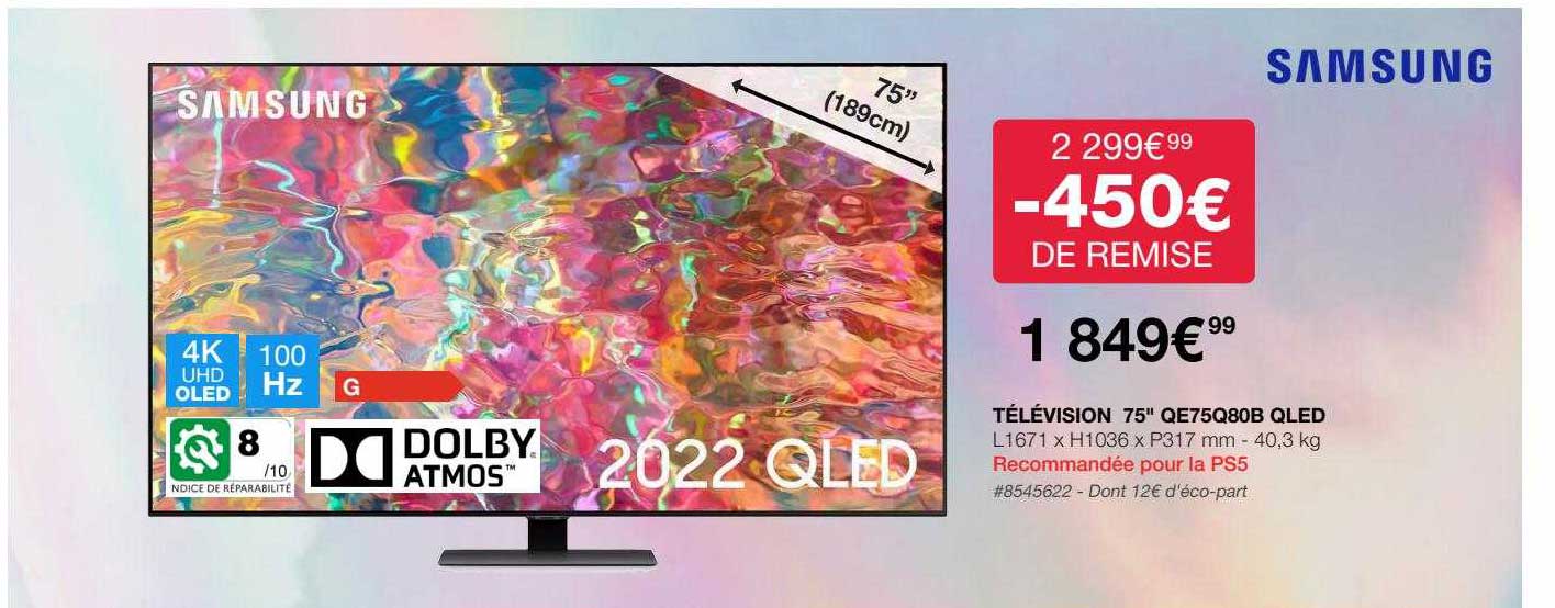 télévision 75" qe75q80b qled