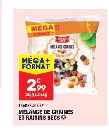 trader joe's mélénge de graines et raisins secs