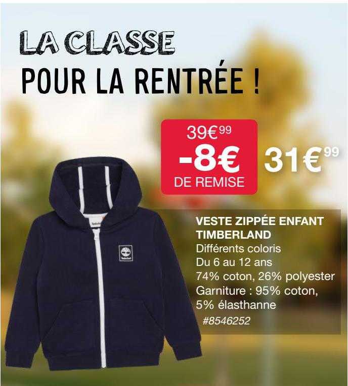 veste zippée enfant timberland