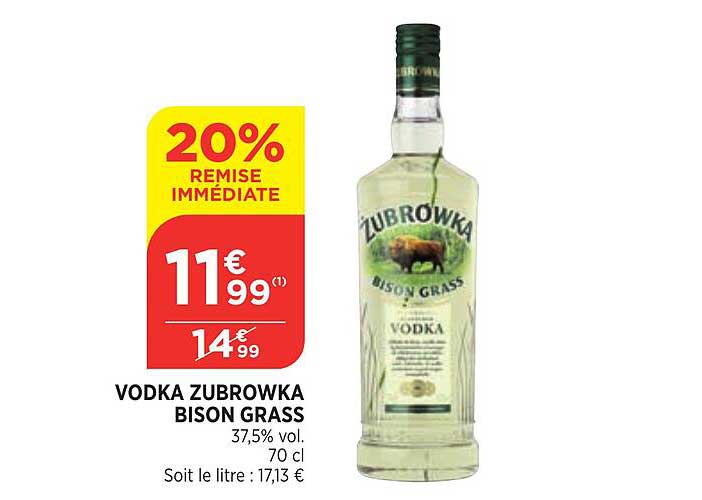 vodka zubrowka bison grass 20% remise immédiate