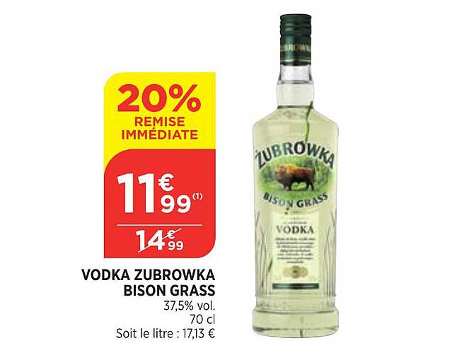 vodka zubrowka bison grass 20% remise immédiate