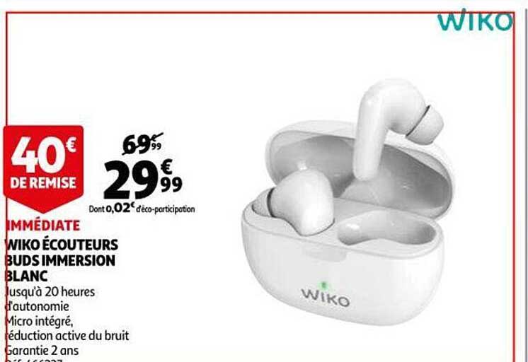 wiko écouteurs buds immersion blanc