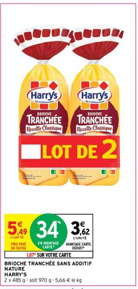 brioche tranchée sans additif nature harry's