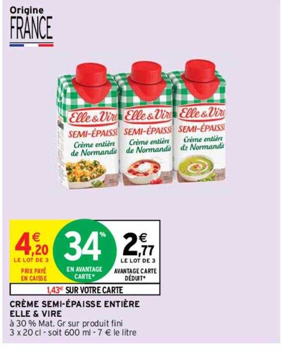 crème semi-épaisse entière elle & vire