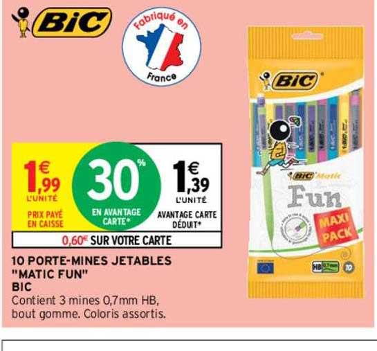 10 porte-mines jetables "matic fun" bic