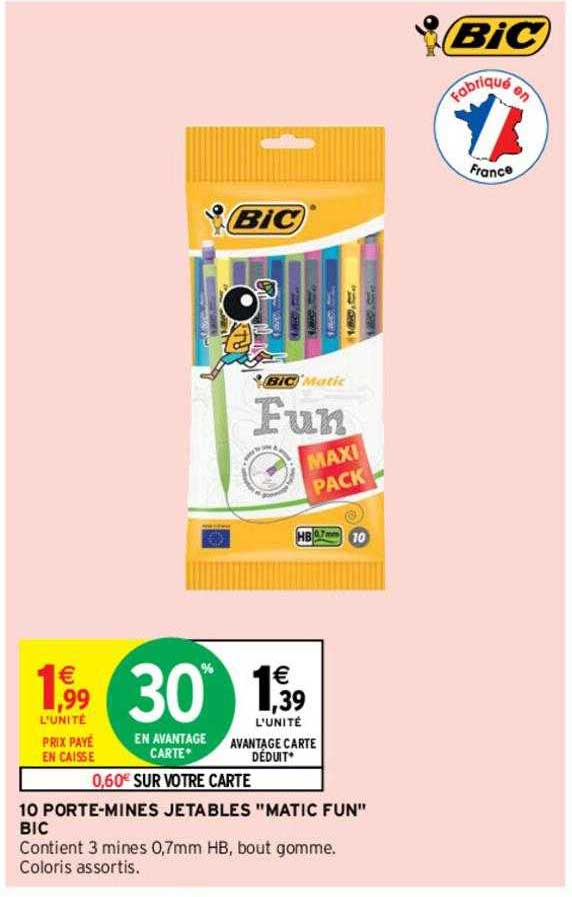 10 porte-mines jetables "matic fun" bic