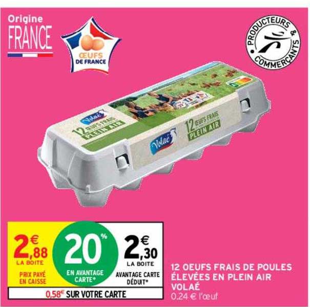 12 œufs frais de poules élevées en plein air volaé