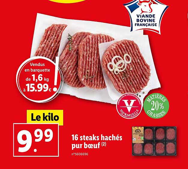 16 Steaks Hachés Pur Bœuf