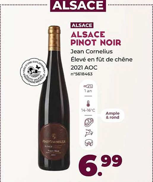 alsace pinot noir jean cornelius élevé en fût de chêne 2021 aoc