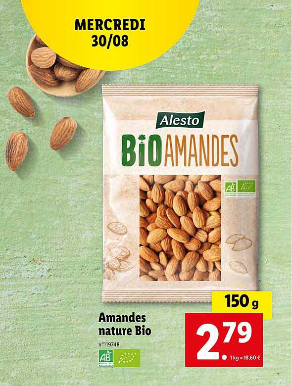 Amandes Nature Bio Alesto