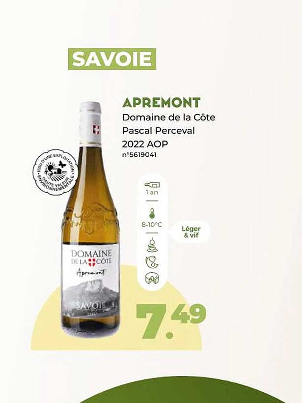 apremont domaine de la côte pascal perceval 2022 aop