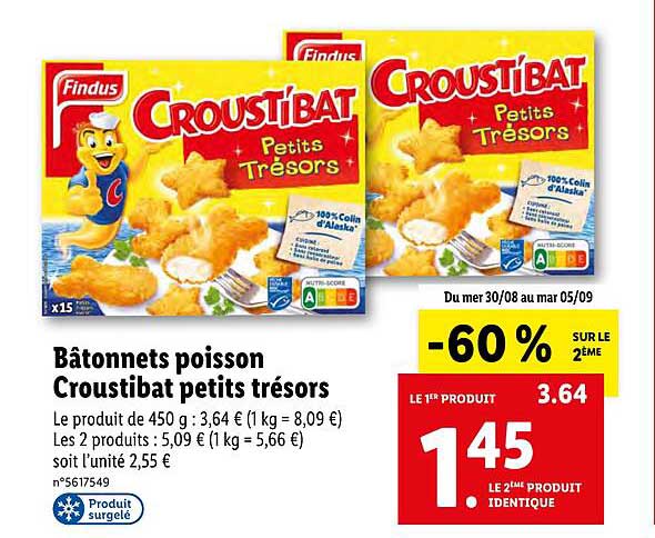 bâtonnets poisson croustibat petits trésors findus