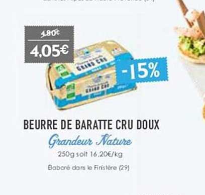 beurre de baratte cru doux grandeur nature