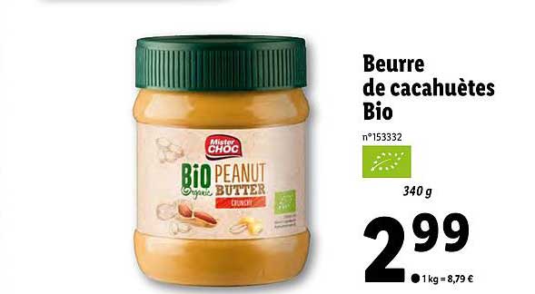beurre de cacahuètes bio mister choc