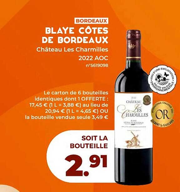 blaye côtes de bordeaux château les charmilles 2022 aoc