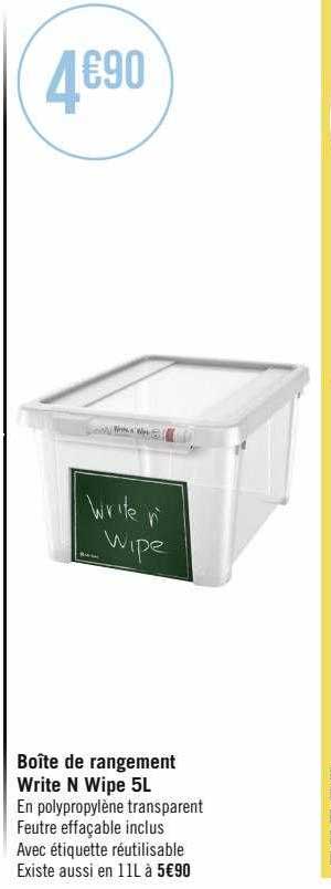 boîte de rangement write n wipe 5 l