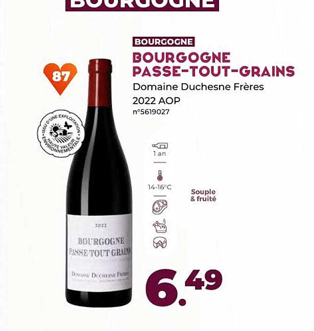 bourgogne passe-tout-grains domaine duchesne frères 2022 aop