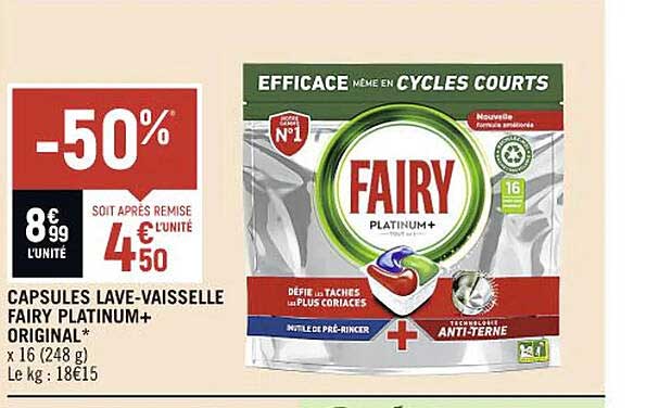 capsules lave-vaisselle fairy platinum+ original