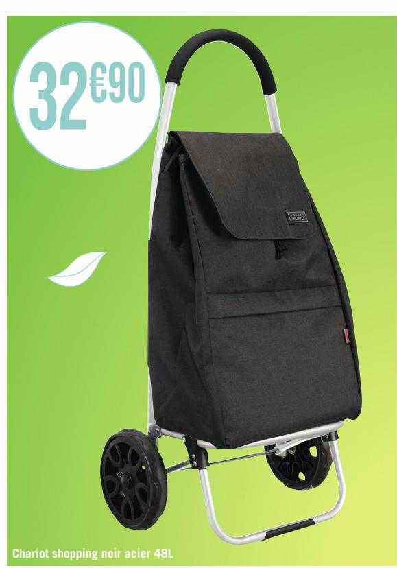 chariot shopping noir acier 48 l