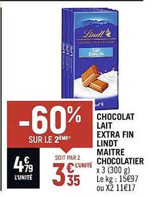 chocolat lait extra fin lindt maître chocolatier