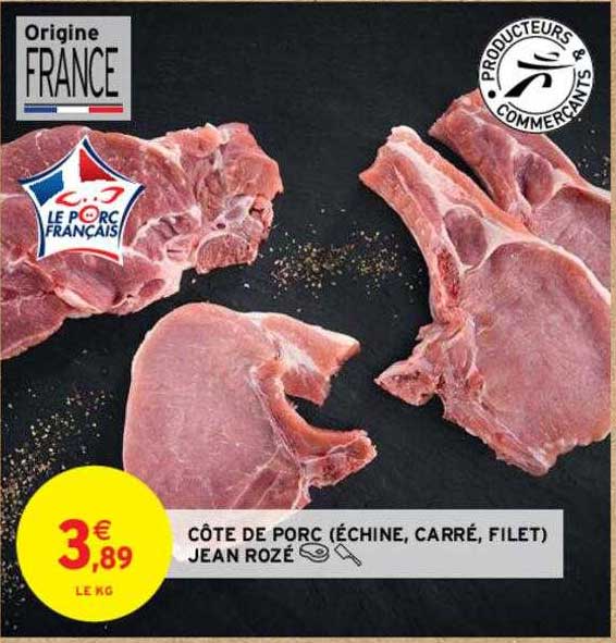côte de porc (échine, carré, filet) jean rozé