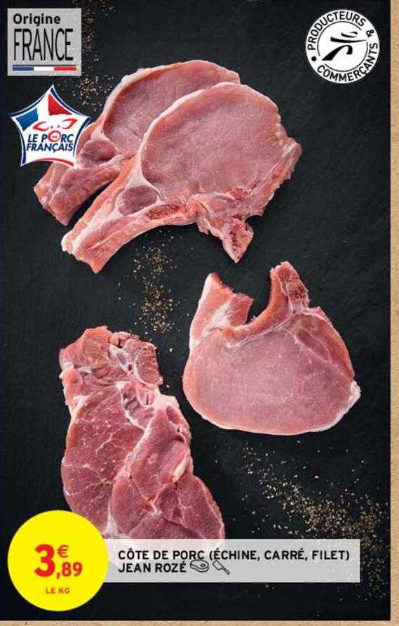 côtes de porc (échine, carré, filet) jean rozé