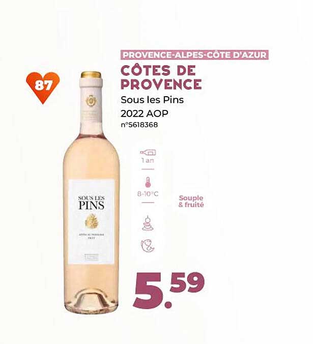 côtes de provence sous les pins 2022 aop