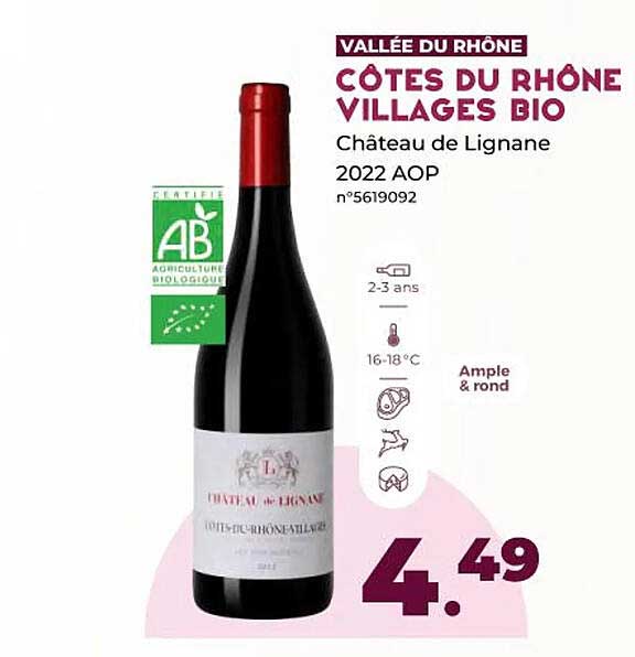 côtes du rhône villages bio château de lignane 2022 aop